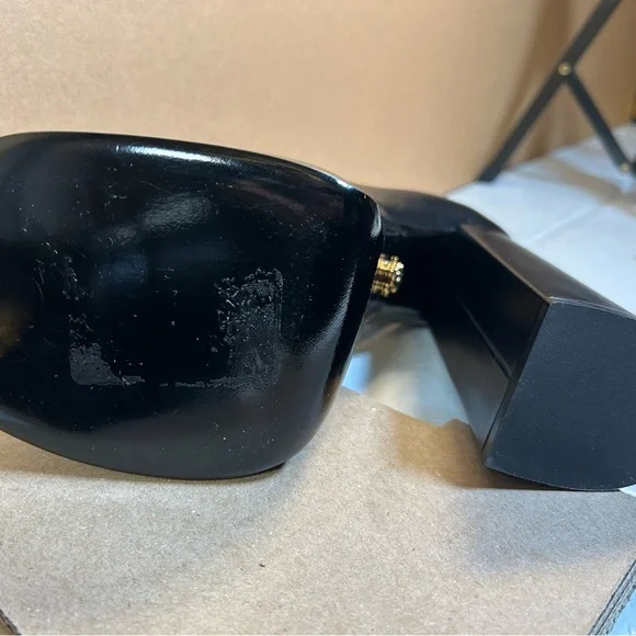 Versace Aevitas Black and Gold Platform Heels - Picture 8 of 9